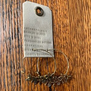Anthropologie Hoop Leaf and Vine Earrings